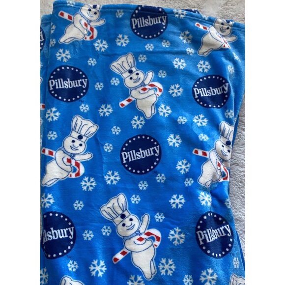 Pillsbury Doughboy Christmas Soft Plush Throw Blanket Oversized 60 X 70” Blue - Picture 8 of 13